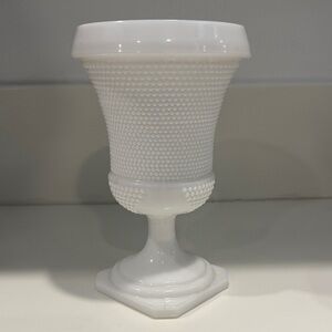 VINTAGE 60s/70s L.E. Smith Hobnail Milk Glass Urn, Compote Vase Jar, MCM Decor